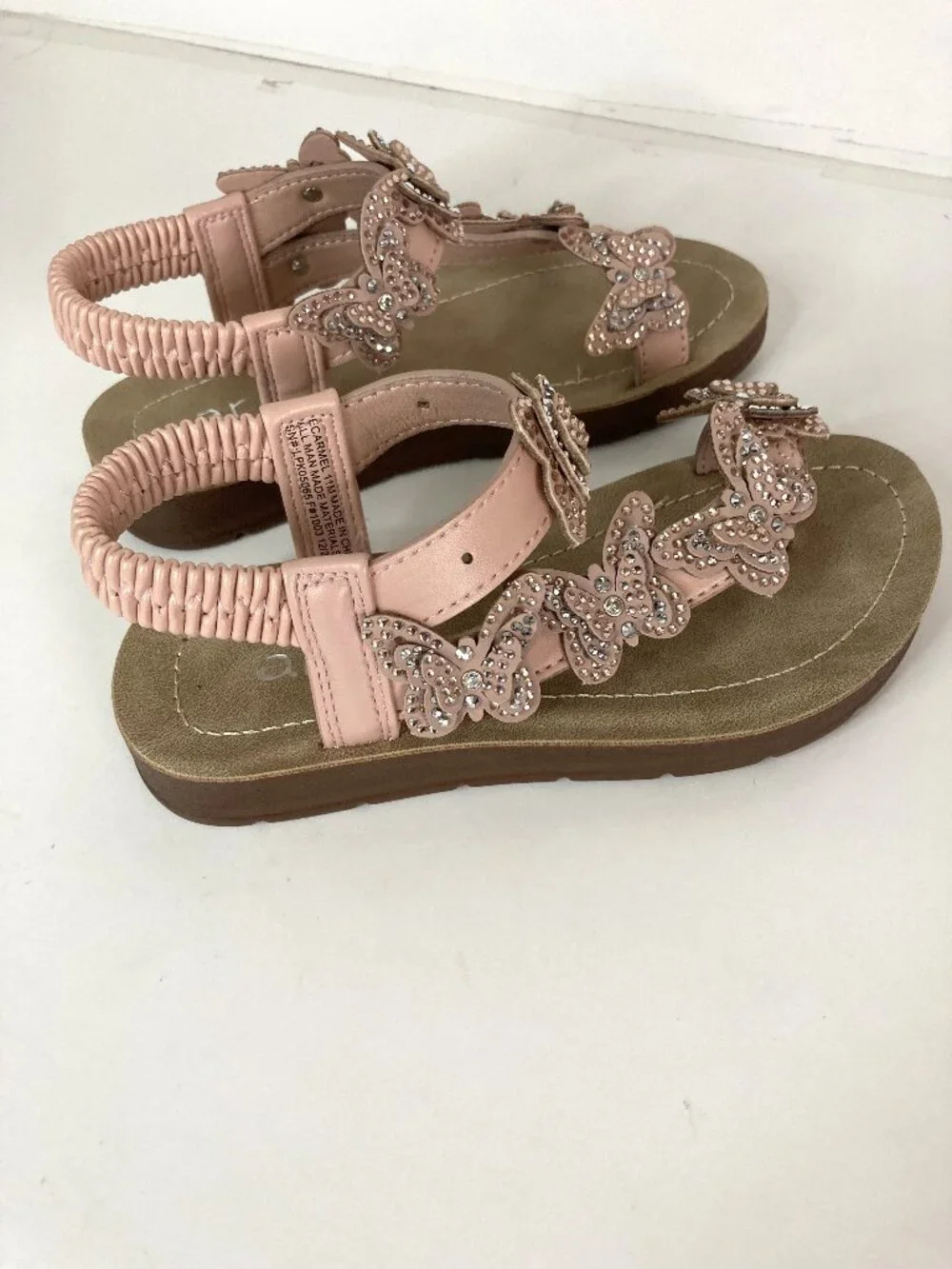 Annie Carmel Butterfly Rhinestone Girls Sandals Size 11